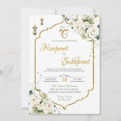 White Floral Roka Hindu Hochzeitsfeier Einladung (Vorderseite)