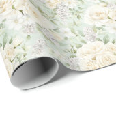 White Floral Romantic Wedding Geschenkpapier (Rolleneckpunkt)