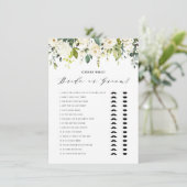 White Floral sagte er sagte, sie sagte Braut oder  Begleitkarte (Stehend Vorderseite)