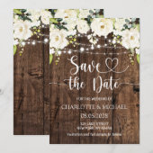 White Floral Save the Date Wedding Einladung (Vorne/Hinten)