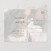 White Floral Script Foto Save the Date Postcard Einladungspostkarte (Rückseite)