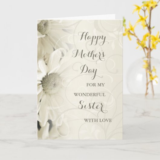 White Floral Sister Happy Mother Day Card Karte (Gelbe Blume)