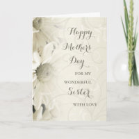 White Floral Sister Happy Mother Day Card