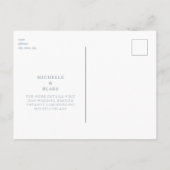 White Floral Sky Blue Wedding Save the Date Postkarte (Rückseite)