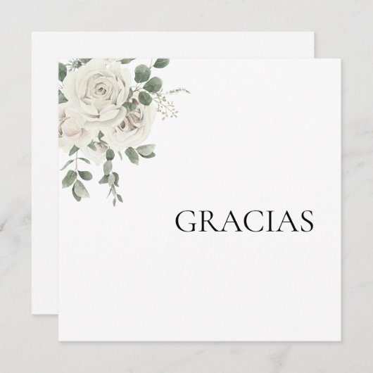 White Floral Spanish Danke Karte (Vorne/Hinten)