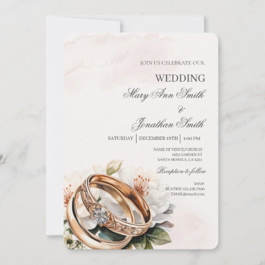 White Floral Spanish Wedding Invitation Einladung (Vorderseite)