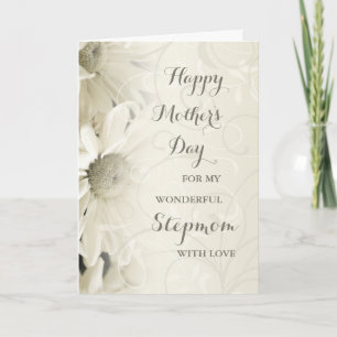 White Floral Stepmutter Happy Mother Day Card Karte