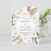 White Floral Summer Boho Einladung (Stehend Vorderseite)