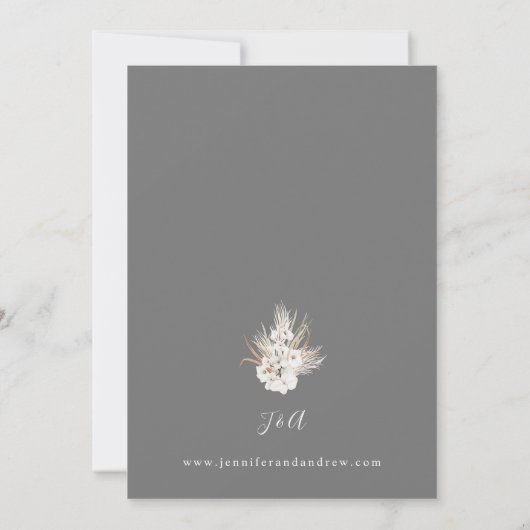 White Floral Summer Fall Boho Einladung (Rückseite)