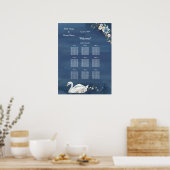 White Floral Swan Hochzeitsdinner Seetabelle Poster (Küche)