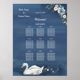 White Floral Swan Hochzeitsdinner Seetabelle Poster
