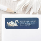 White Floral Swan on Blue (Insitu)