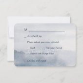 White Floral Swan on Blue Menu Wedding RSVP (Rückseite)