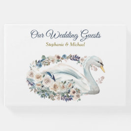 White Floral Swan Wedding Gästebuch