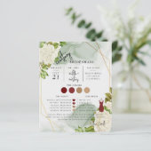 White Floral Text Script Bridesmaid Info Card (Stehend Vorderseite)