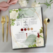 White Floral Text Script Bridesmaid Info Card