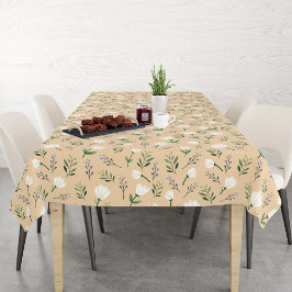 White Floral Vanilla Scandinavian Tischdecke