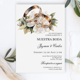 White Floral Verlobung läutet Spanish Wedding Invi Einladung