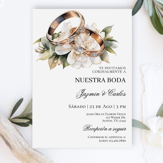 White Floral Verlobung läutet Spanish Wedding Invi Einladung