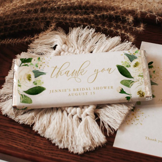 White Floral Vielen Dank Candy Bar Favor Wrapper (Von Creator hochgeladen)