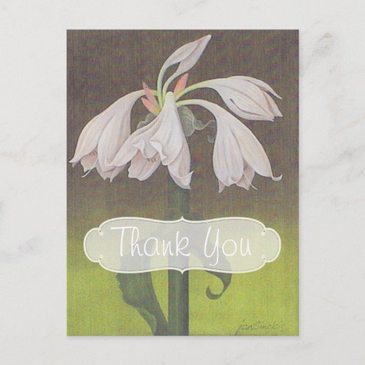 White Floral Vielen Dank Postkarte (Vorderseite)