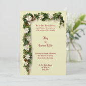 White Floral Vine Border Wedding Einladung (Stehend Vorderseite)