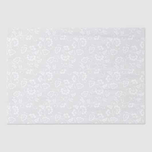 White Floral Vine Pattern on Light Gray Seidenpapier (Vorderseite)