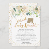 White Floral Virtual Baby Sprinkbaby Dusche Einladung (Vorne/Hinten)