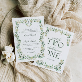 White Floral Watercolor Wappen Katholische Hochzei Einladung