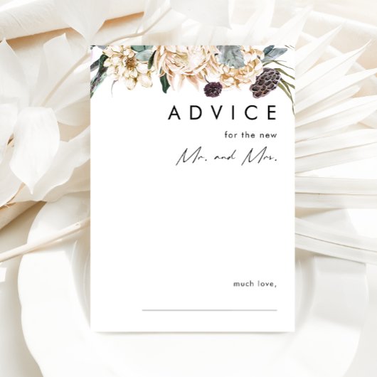 White Floral Wedding Advice Card Hinweiskarte