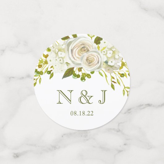 White Floral Wedding Confetti Konfetti (Klein Vorderseite)