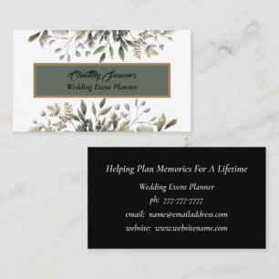 White Floral Wedding Event Planner Business Card Visitenkarte
