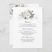 White Floral Wedding Information Guest Begleitkarte (Vorne/Hinten)