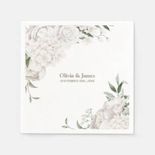 White Floral Wedding Napkins Serviette