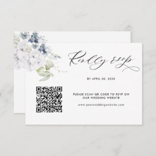 White Floral Wedding Rsvp Online mit Scan QR Code Begleitkarte
