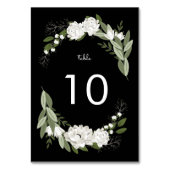 White Floral Wedding Sprigs Tischnummer (Rückseite)