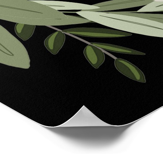 White Floral Wedding Sprigs Willkommenspender Poster (Ecke)