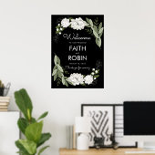 White Floral Wedding Sprigs Willkommenspender Poster (Heimbüro)