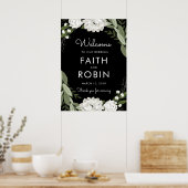 White Floral Wedding Sprigs Willkommenspender Poster (Küche)