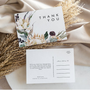 White Floral Wedding Vielen Dank Postkarte