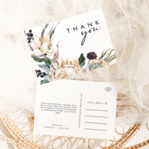 White Floral Wedding Vielen Dank Postkarte
