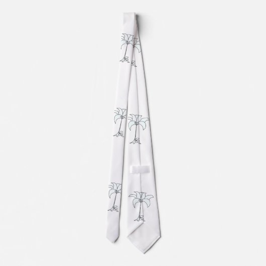White Floral White Tropical Neck Tie Krawatte (Rückseite)