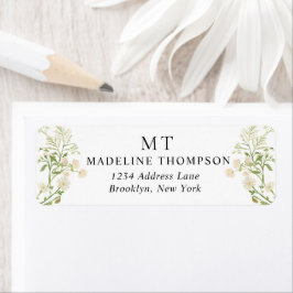 White Floral Wildflower Classic Monogram Address