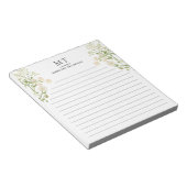 White Floral Wildflower Classic Monogram Lined Notizblock (angewinkelt)