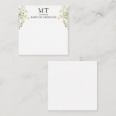White Floral Wildflower Classic Monogram Square Mitteilungskarte (Vorne/Hinten)