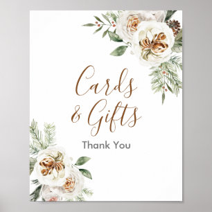 White Floral Winter Floral Cards & Geschenke Unter Poster