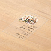 White Floral with ring Spanish Wedding Invitation Acryleinladungen (Ablage )