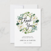 White Floral Wreath Danke Karte (Vorderseite)