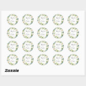 White Floral Wreath Wedding Classic Round Sticker (Blatt)