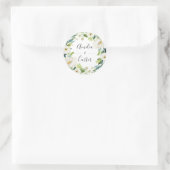 White Floral Wreath Wedding Classic Round Sticker (Tasche)